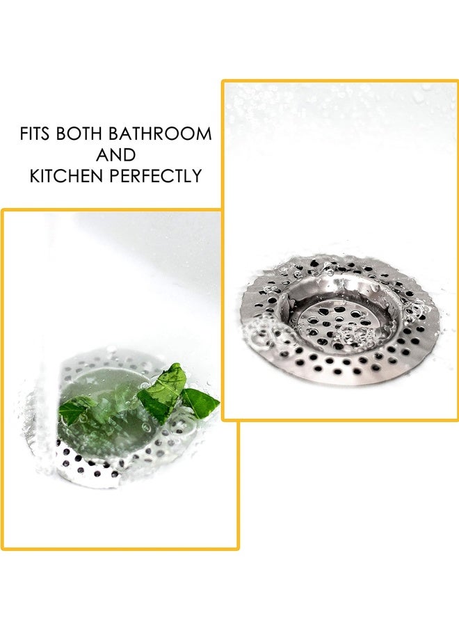 2 Pcs Sink Strainer - Bathroom & Kitchen Sink Drain Strainer - Tub Drain Hair & Food Catcher for Kitchen Sink and Bathtub, Stainless Steel 7cm - Image 2